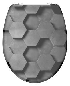 SCHÜTTE Toilet Seat with Soft-Close Quick Release GREY HEXAGONS