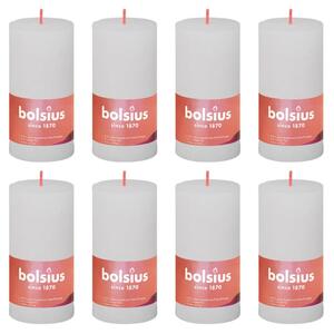 Bolsius Rustic Pillar Candles Shine 8 pcs 100x50 mm Cloudy White
