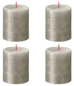 Bolsius Rustic Pillar Candles Shimmer 4 pcs 80x68 mm Champagne