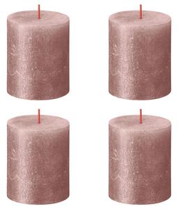 Bolsius Rustic Pillar Candles Shimmer 4 pcs 80x68 mm Pink