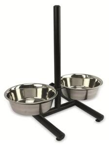 Pets Collection In Height-Adjustable Double Dog Food and Water Bowl Stainless Steel