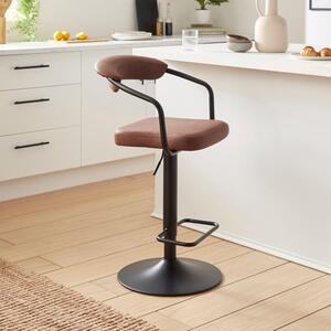 Houston Adjustable Height Swivel Bar Stool, Faux Leather