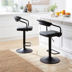 Houston Adjustable Height Swivel Bar Stool, Faux Leather