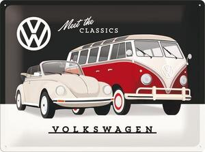 Metal sign Volkswagen VW - T1 & Beetle, (40 x 30 cm)