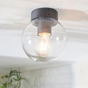 Sligo Smoked Industrial Outdoor Bathroom Flush Ceiling Light