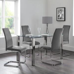 Calabria Set of 4 Dining Chairs, Velvet Grey