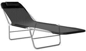 Outsunny Garden Lounger, Portable Outdoor Patio Sun Bed Chair, Adjustable Back Recliner, Lightweight, Light Black Aosom UK