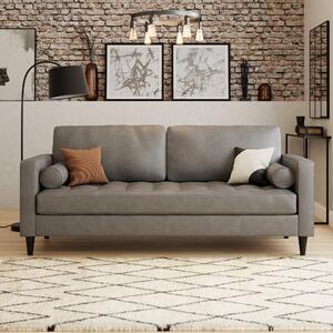 Zoe Distressed Faux Leather 3 Seater Sofa Grey