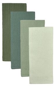 Isabelle Waffle Pack of 4 Tea Towels Greens Green