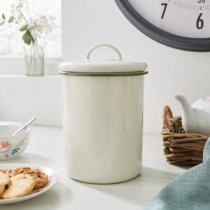 Cream and Sage Enamel Canister