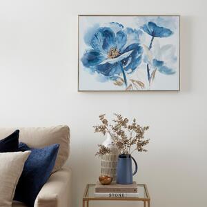 Gold Foil Blue Flower Capped Canvas 60x80cm Blue