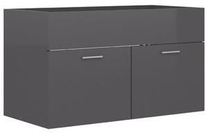 Sink Cabinet High Gloss Grey 80x38.5x46 cm Engineered Wood