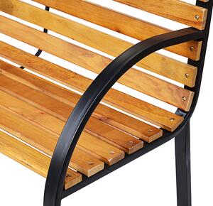 Outsunny Wooden Garden Bench Park Bench 2 Seater Love Chair Outdoor Patio Porch Furniture w/ Sturdy Metal Frame