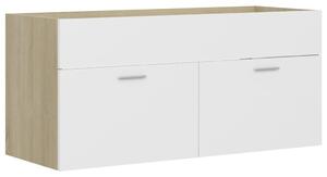 Sink Cabinet White and Sonoma Oak 100x38.5x46 cm Engineered Wood