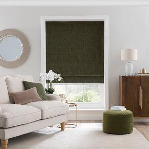 Chenille Herringbone Olive Roman Blind