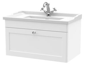 Classique Wall Mounted 1 Drawer Vanity Unit with Ceramic Basin
