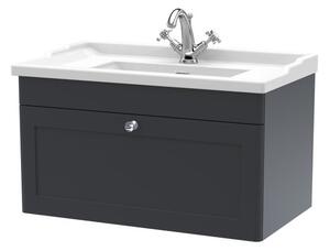 Classique Wall Mounted 1 Drawer Vanity Unit with Ceramic Basin