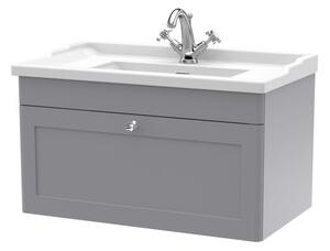 Classique Wall Mounted 1 Drawer Vanity Unit with Ceramic Basin