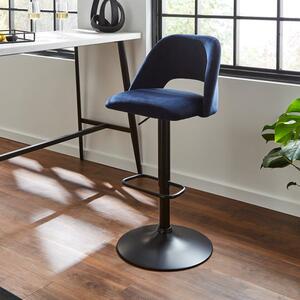 Jonas Adjustable Height Bar Stool, Velvet