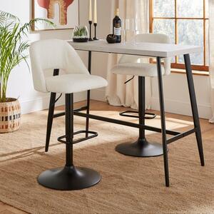 Jonas Adjustable Height Bar Stool, Ivory Boucle