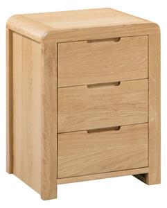 Curve 3 Drawer Bedside Table, Oak