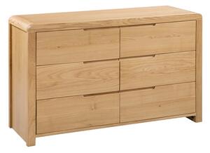 Curve Wide 6 Drawer Chest, Oak