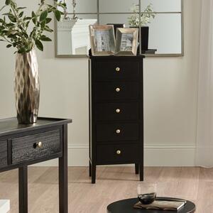 Pacific Chelmsford 5 Drawer Chest, Black Painted Pine