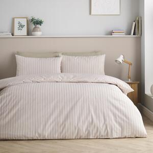 Catherine Lansfield Epping Textured Stripe Duvet Cover Bedding Set Natural
