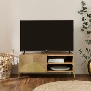 Zaneta Small TV Unit For TVs up to 42", Mango Wood and Brass