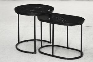 HOMCOM Marble-Effect Nest of Tables - Black/White Aosom UK