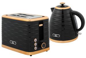 HOMCOM 3000W 1.7L Rapid Boil Kettle & 2 Slice Toaster, Kettle and Toaster Set with 7 Browning Controls and Crumb Tray, Black