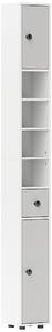 Kleankin 180cm Slim Bathroom Cabinet, with Drawer, Shelves and Cupboards - Light Grey
