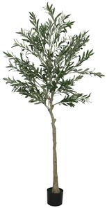 HOMCOM 6ft/ 180cm Decorative Artificial Plant, Silk Olive Tree with 900 Leaves and 40 Olive Fruits in Pot, Fake Plant for Home, Office, Living Room, Indoor Decor