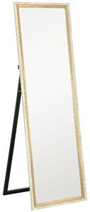 HOMCOM 162.6 cm Two-Tone Full Length Mirror - White/Oak-Tone