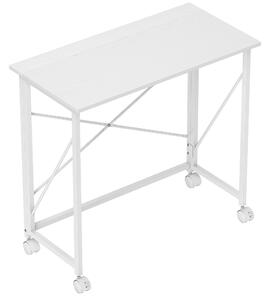 HOMCOM 80 cm Folding Desk on Wheels - White