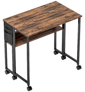 HOMCOM 80 cm Drop Leaf Writing Work Desk - Rustic Brown