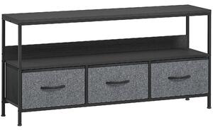 HOMCOM TV Stand Cabinet with 3 Foldable Drawers - Black