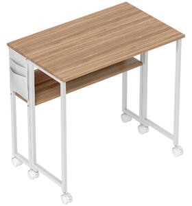 HOMCOM 80 cm Drop Leaf Writing Work Desk - Natural Wood Finish