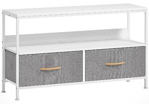 HOMCOM TV Stand Cabinet with 2 Foldable Drawers - White