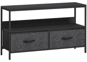HOMCOM TV Stand Cabinet with 2 Foldable Drawers - Black