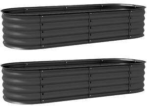 Outsunny Galvanised Raised Garden Bed, Metal Planter Box with Safety Edging, for Flowers, Herbs, Succulents, Pack of 2, Dark Grey