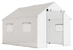 Outsunny Poly Tunnel Greenhouse Walk-in Polytunnel Greenhouse, Shelter for Plants, Pointed roof, 2 x 2 x 3m, White Aosom UK