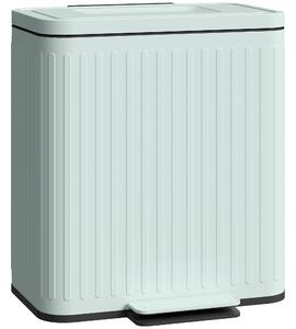 HOMCOM 40L Dual Compartment Rubbish Bin, with Soft-Close Lid - Green