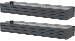 Outsunny 60 x 240cm Galvanised Steel Planter, with Open Bottom, Pack of 2
