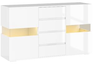HOMCOM LED Light Sideboard - High Gloss White
