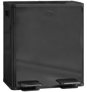 HOMCOM 40L Dual Compartment Stainless Steel Bin, with Deodoriser Holders - Glossy Black