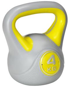SPORTNOW Kettlebell, 4kg Kettle Bells with Handle for Home Gym Weight Lifting and Strength Training, Yellow and Grey