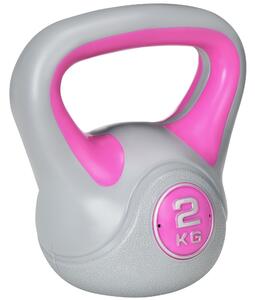 SPORTNOW Kettlebell, 2kg Kettle Bells with Handle for Home Gym Weight Lifting and Strength Training, Pink and Grey