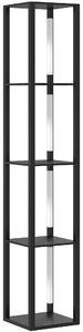 HOMCOM Floor Lamp with Shelves, 4 Layer Dimmable Column Modern Standing Lamp with 3 Brightness Levels and Foot Switch for Living Room, Bedroom, Office, Black