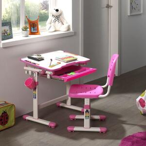 Vipack Adjustable Kids Desk Comfortline 201 with Chair Pink and White